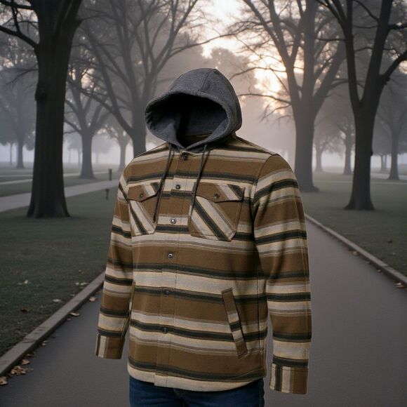 Button-Up Hoodie Sweater – Modern Striped Style – Size S NWT - Picture 1 of 8